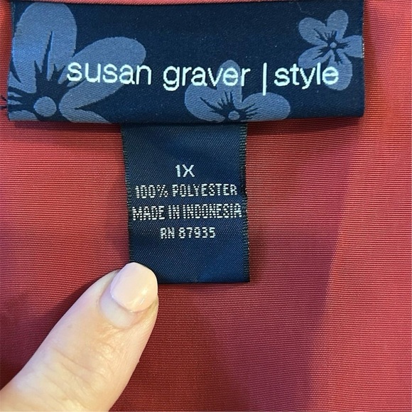 Susan Graver Style Women's Red Sleeveless Scoop Neck Tank Top 1X - Picture 5 of 6